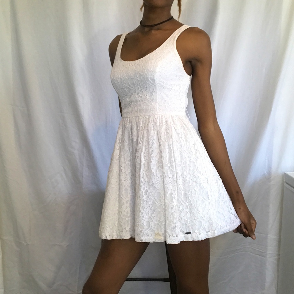 Hollister/ Abercrombie white floral lace dress